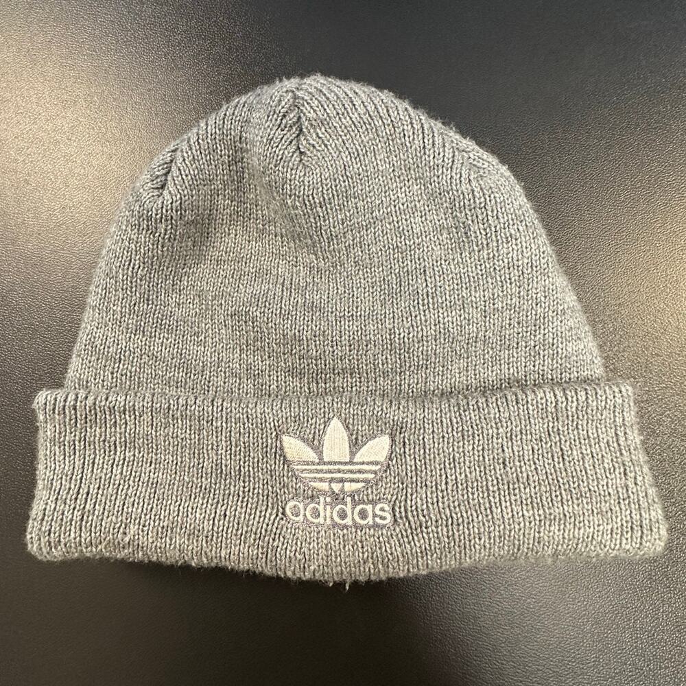 Adidas Gray Trefoil Beanie Hat One Size